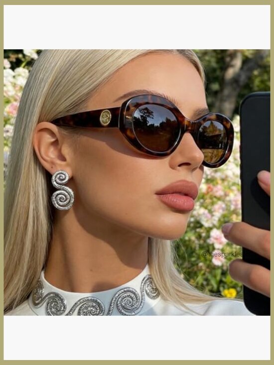Retro Oval Sunglasses Chunky Thick Frame UV Protection Shades main image 7